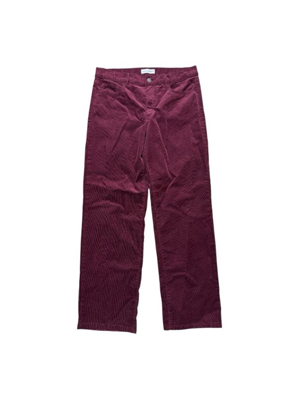 LOFT Corduroy Pants Womens 28 Burgundy Straight Leg Stretch Casual